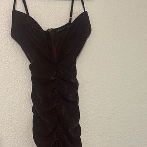 Elegant Burgundy Ruched Dress